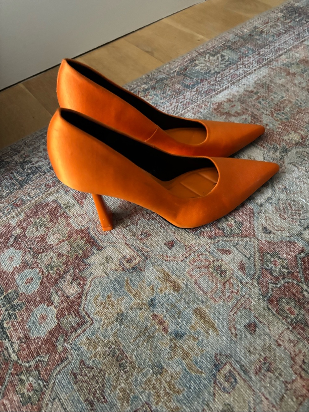Zara Bright Orange Pointed Toe High Heels - Picture 6 of 8